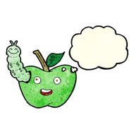 cartoon apple with bug thought bubble N7