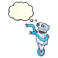 cartoon funny robot with thought bubble N20