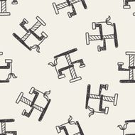 Pet cat tree doodle seamless pattern background N3