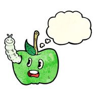 cartoon apple with bug thought bubble N8