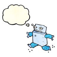 cartoon running robot with thought bubble N4