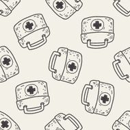 First aid kit doodle seamless pattern background N2