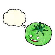 cartoon green tomato with thought bubble N2