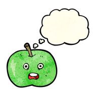 cartoon shiny apple with thought bubble N2