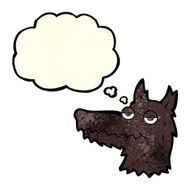 cartoon wolf head with thought bubble N6