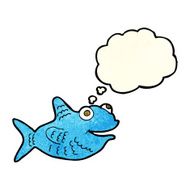 cartoon happy fish with thought bubble N7