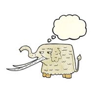 cartoon woolly mammoth with thought bubble N3