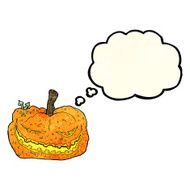cartoon halloween pumpkin with thought bubble N5