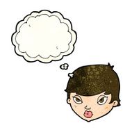 cartoon unimpressed woman with thought bubble N4