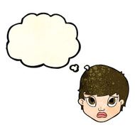 cartoon sulking woman with thought bubble N4