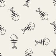 doodle fish bone seamless pattern background
