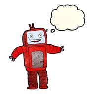 cartoon funny robot with thought bubble N21