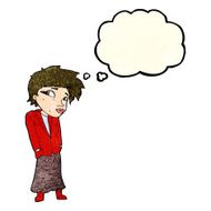 cartoon woman with hands in pockets thought bubble N3