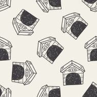 doodle dog house seamless pattern background N4