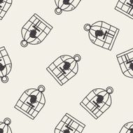 doodle birdcage seamless pattern background N2
