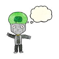 cartoon future robot with thought bubble N2