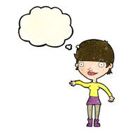 cartoon happy woman with thought bubble N73