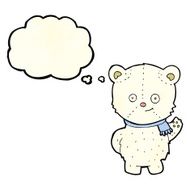 cute cartoon polar bear waving with thought bubble N2