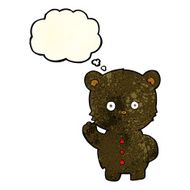cartoon black bear cub with thought bubble N20