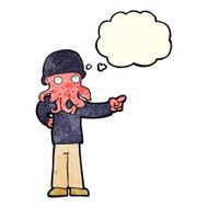 cartoon alien monster man with thought bubble N5