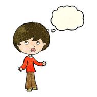 cartoon woman thinking with thought bubble N5