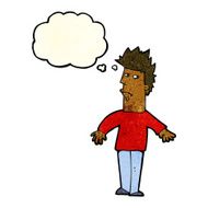 cartoon worried man with thought bubble N26