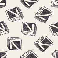 bookshelf doodle seamless pattern background