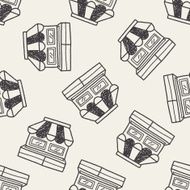 shop store doodle drawing seamless pattern background N9