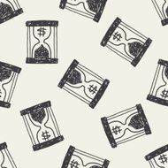 money hourglass doodle seamless pattern background