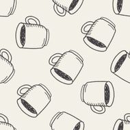 coffee doodle drawing seamless pattern background N7