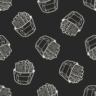 French fries doodle seamless pattern background N2
