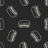 hot dog doodle seamless pattern background N2
