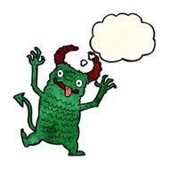 cartoon demon with thought bubble N3