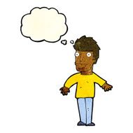 cartoon worried man with thought bubble N27