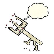 cartoon devil fork with thought bubble N3