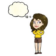 cartoon woman with crossed arms thought bubble N12