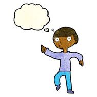 cartoon boy pointing with thought bubble N7