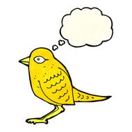 cartoon garden bird with thought bubble N9
