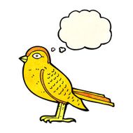 cartoon garden bird with thought bubble N10