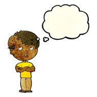 cartoon boy with growth on head thought bubble N9