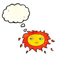cartoon sad sun with thought bubble N3