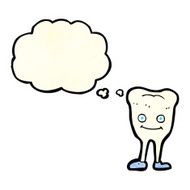 cartoon happy tooth with thought bubble N9