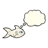 cartoon fish with thought bubble N23