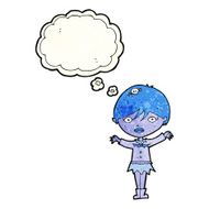 cartoon waving vampire girl with thought bubble N5