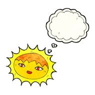 cartoon pretty sun with thought bubble N2