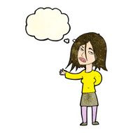 cartoon unhappy woman with thought bubble N4