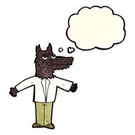 cartoon wolf with thought bubble N5