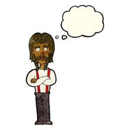 cartoon long mustache man with folded arms thought bubble N3