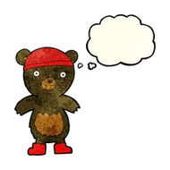 cartoon cute black bear with thought bubble N17