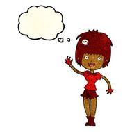 cartoon waving vampire girl with thought bubble N6